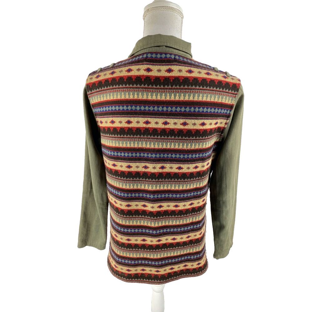 John Eshaya Womens Olive Field Southwest Aztec Art Cargo Jacket M/L - Picture 3 of 13